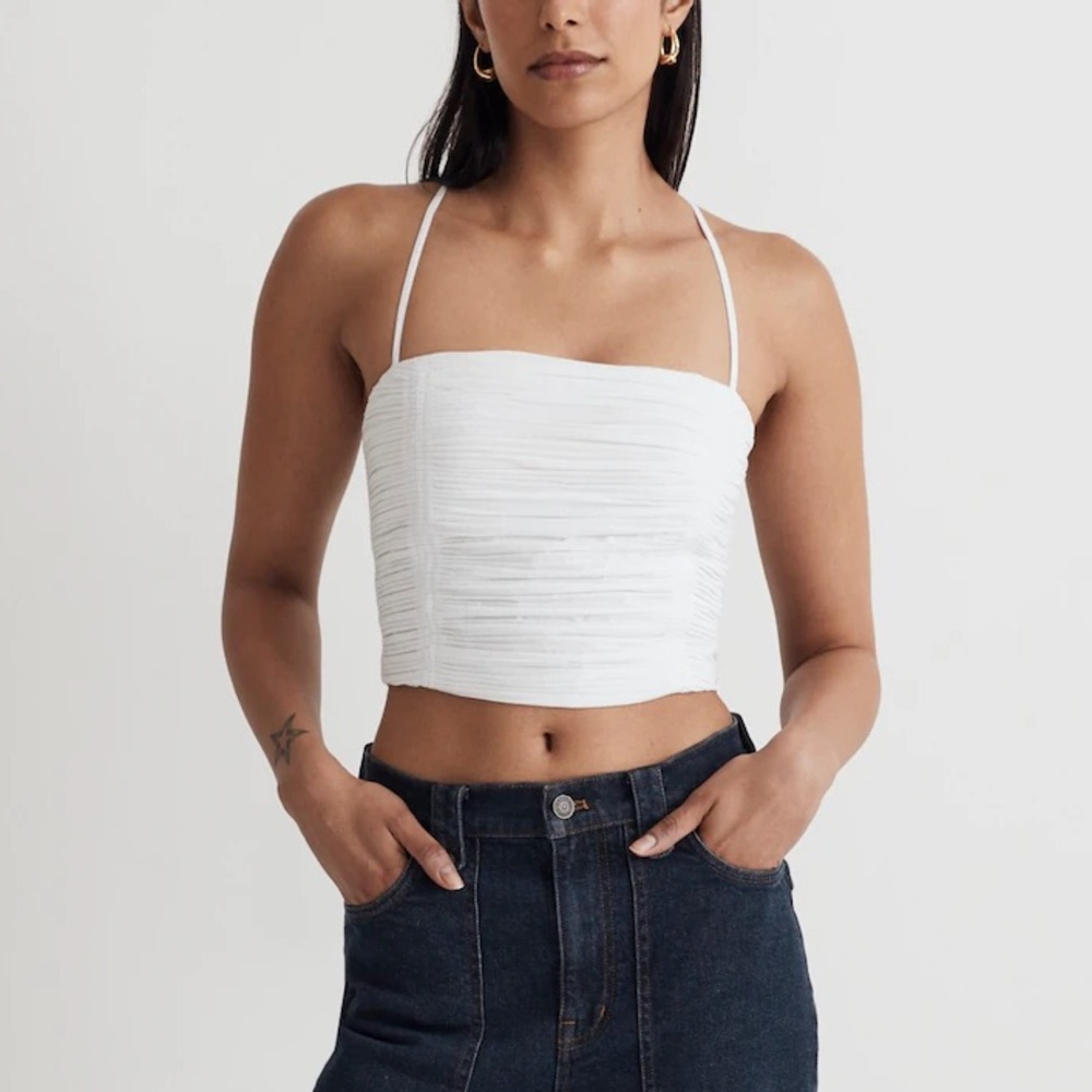 Madewell - Poplin Crop Tube Top - White - Size 2